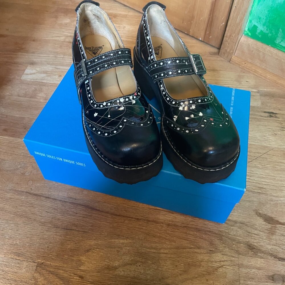 Black John Fluevog Lovely Lesage Mary Janes, sz 10.5 Chunky Platform, 90's, Punk - Picture 3 of 6